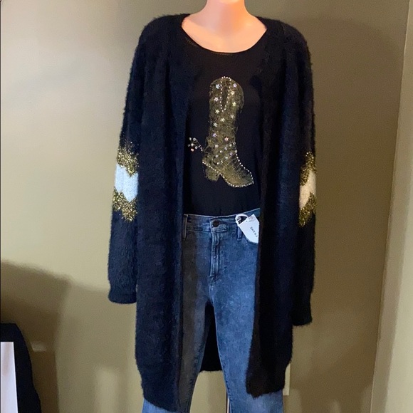 Lynne Sweaters - Lynne Hot Stuff Long Fuzzy Cardigan